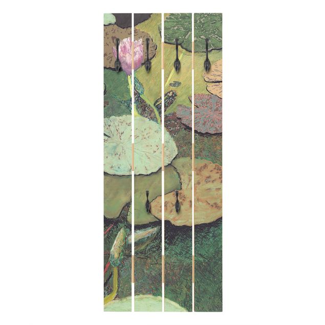 Wandkapstokken houten pallet Lily With Leaves III