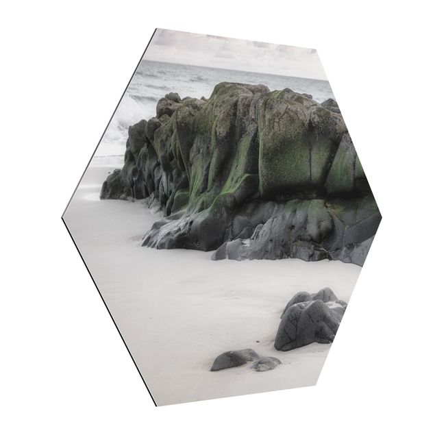 Hexagons Aluminium Dibond schilderijen - Rock On The Beach