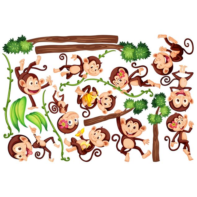 Raamstickers Monkeys from the Jungle