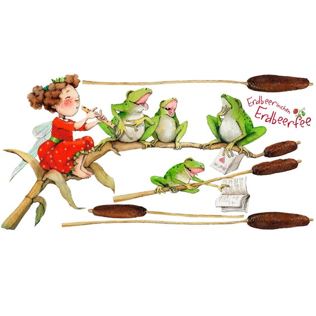 Raamstickers Little Strawberry Strawberry Fairy - Concert With Frogs