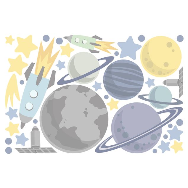 Raamstickers Rocket And Planet