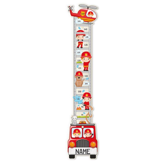Groeimeter kinderen hout - Fire Brigade Set With Customised Name