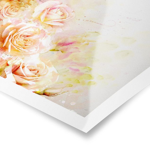 Posters Watercolour Rose Composition