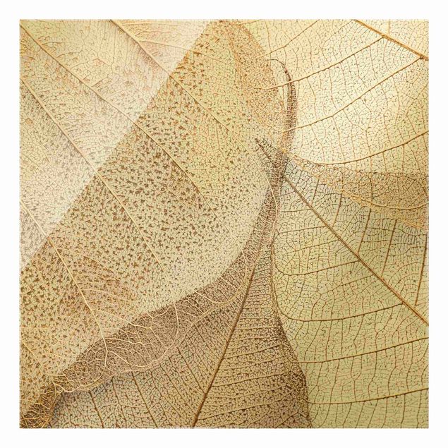 Glasschilderijen Delicate Leaf Structure In Gold