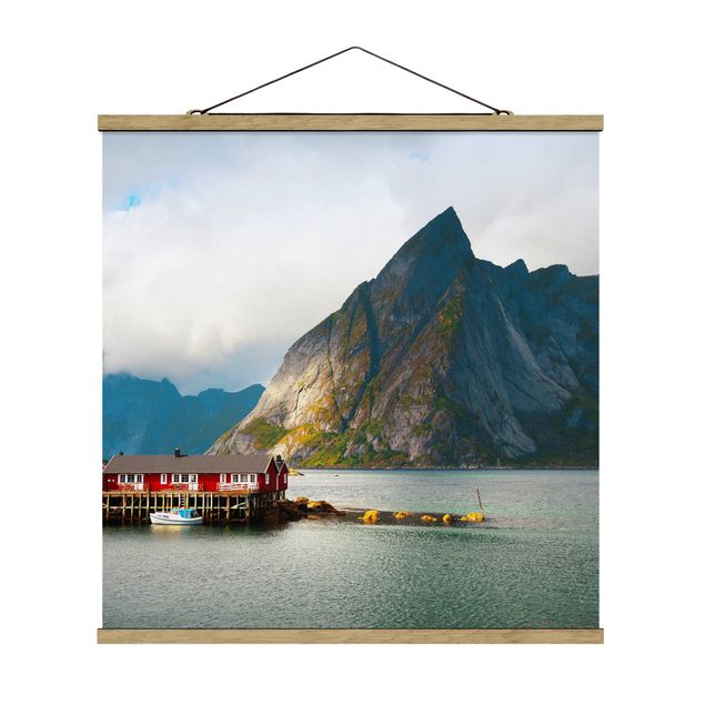 Stoffen schilderij met posterlijst Fisherman's House In Sweden