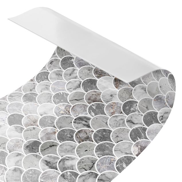Keukenachterwanden Fish Scake Tiles Marble - Grey
