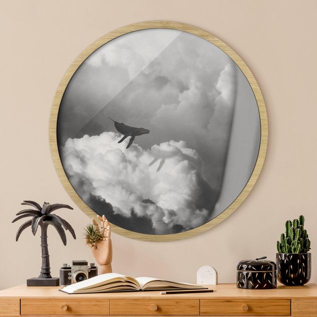 Rond schilderijen Balenottera volante tra le nuvole