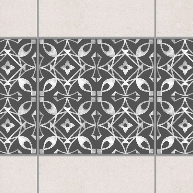 Tegelstickers Dark Gray White Pattern Series No.08