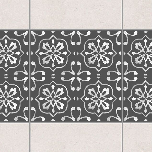 Tegelstickers Dark Gray White Pattern Series No.04