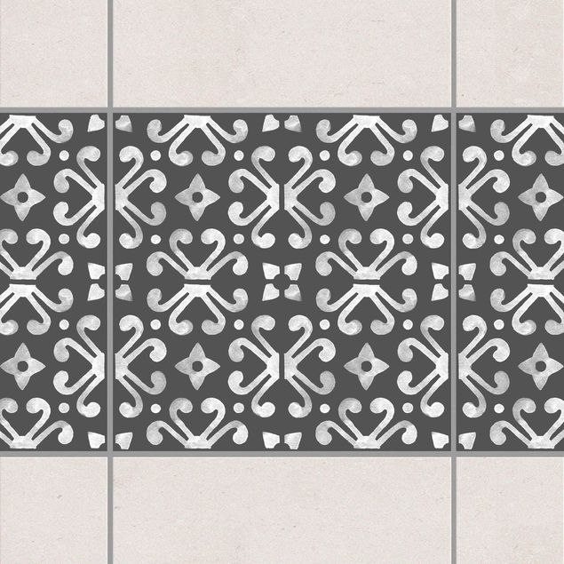 Tegelstickers Dark Gray White Pattern Series No.07