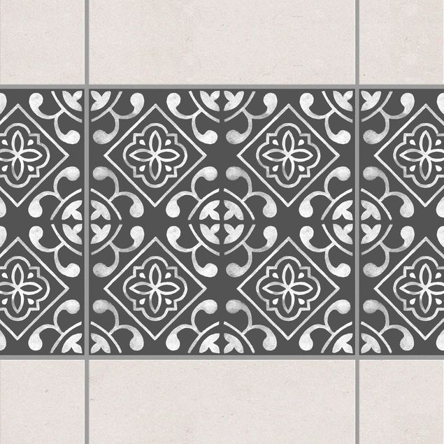 Tegelstickers Dark Gray White Pattern Series No.02
