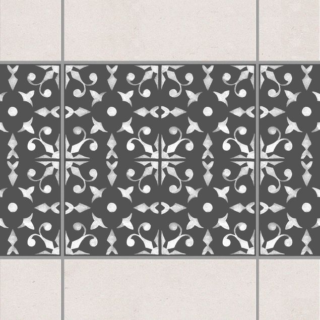 Tegelstickers Dark Gray White Pattern Series No.06