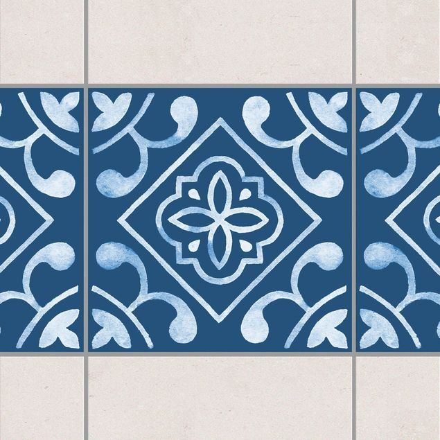 Tegelstickers Pattern Dark Blue White Series No.2