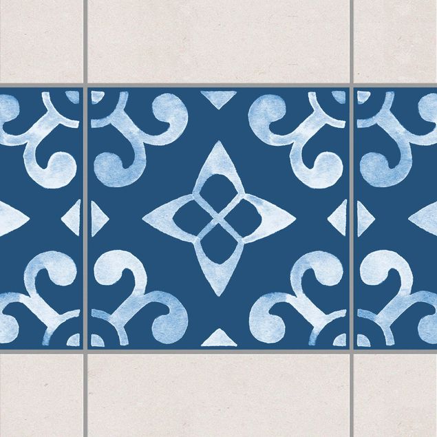 Tegelstickers Pattern Dark Blue White Series No.5