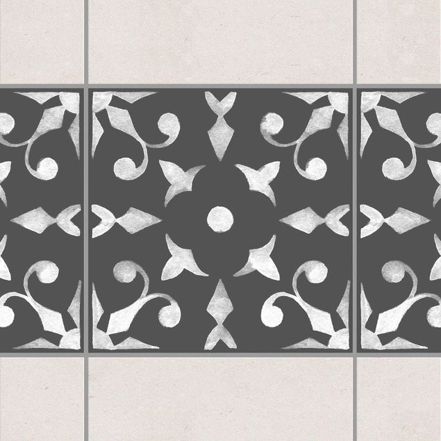 Tegelstickers Pattern Dark Gray White Series No.06