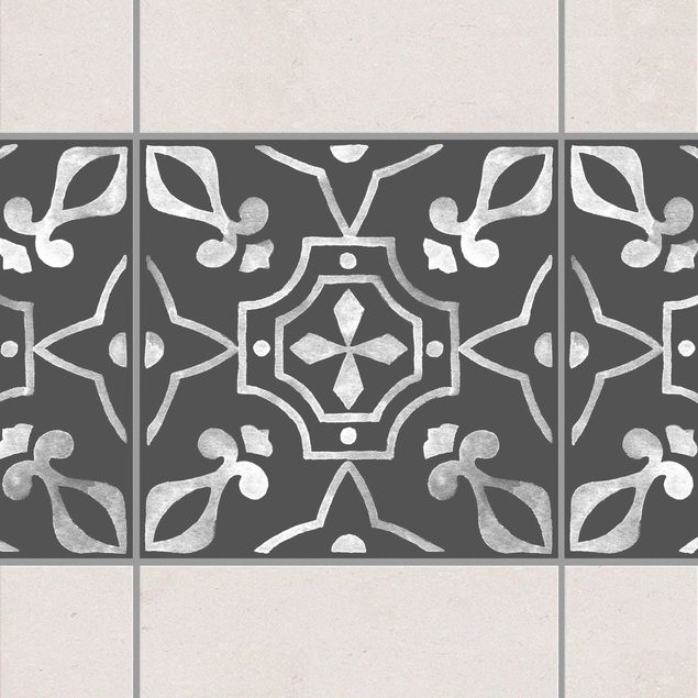 Tegelstickers Pattern Dark Gray White Series No.09