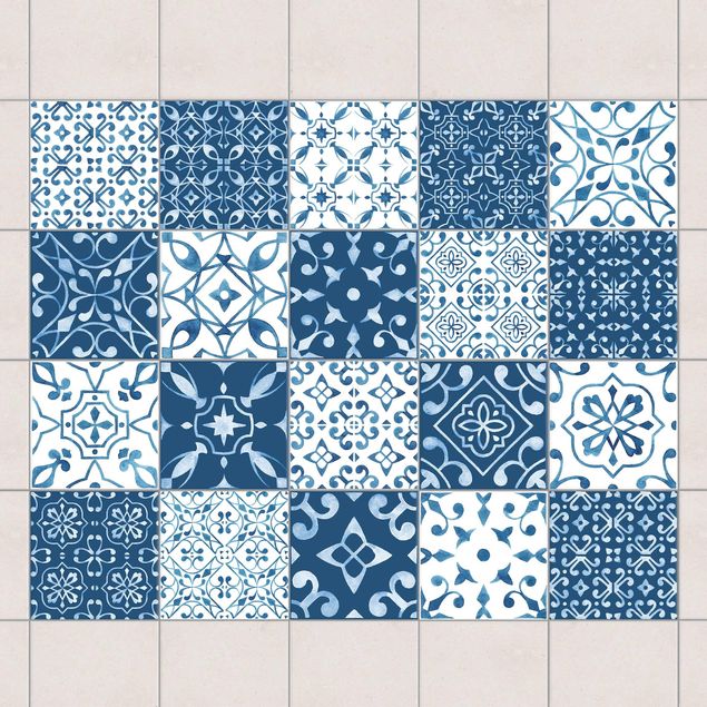 Tegelstickers Multicolour Pattern Blue White