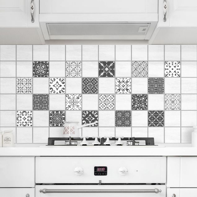 Tegelstickers Multicolour Pattern Gray White