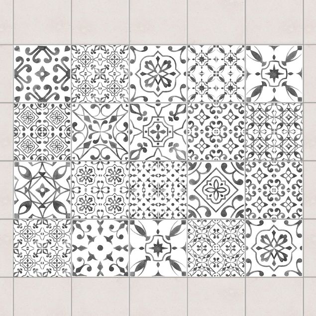 Tegelstickers Gray White Pattern Mix