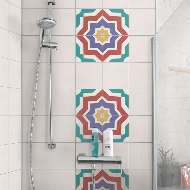 Tegelstickers 4 Moroccan tiles star pattern