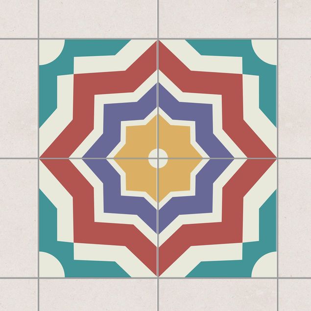 Tegelstickers 4 Moroccan tiles star pattern