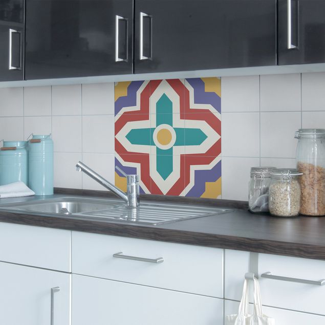Tegelstickers Tile Sticker Set - Moroccan tiles cross ornament