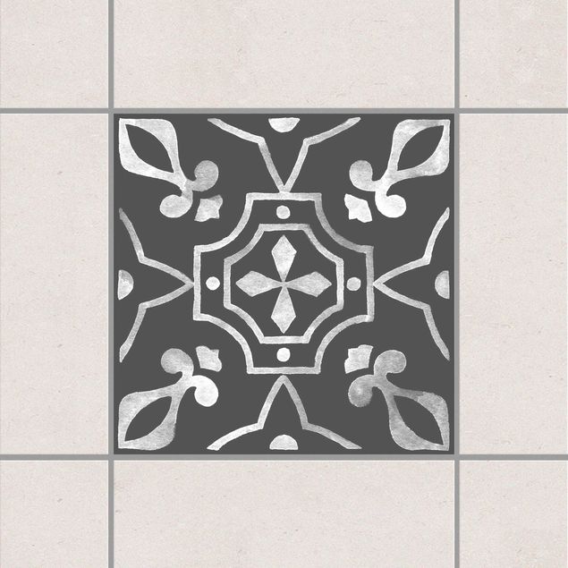 Tegelstickers Pattern Dark Gray White Series No.08