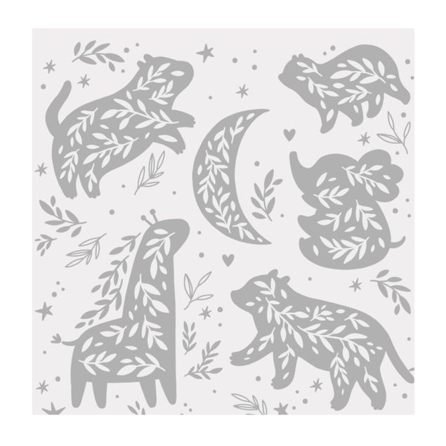 Raamfolie - Floral Animals With Starry Skies