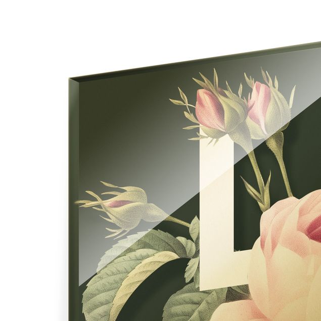 Glasschilderijen Florale Typography - Love