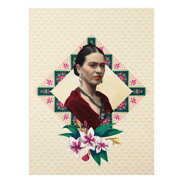 Forex schilderijen Frida Kahlo - Flowers And Geometry