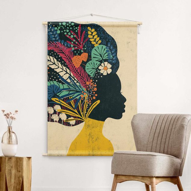 Wandtapijt Woman With Floral Afro