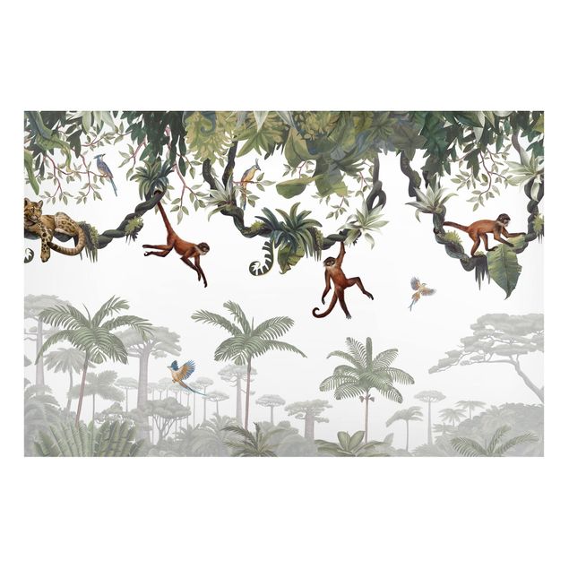 Magneetborden - Cheeky monkeys in tropical canopies