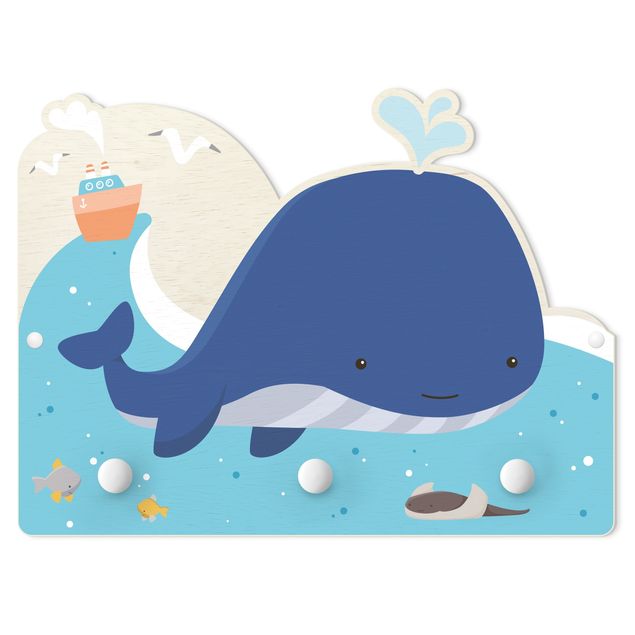 Wandkapstokken voor kinderen Friendly Whale In The Ocean