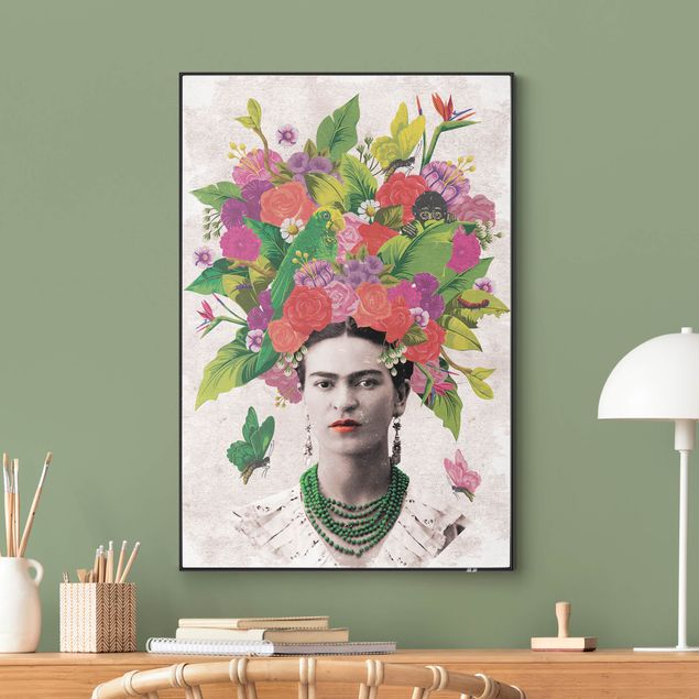 Verwisselbaar schilderij - Frida Kahlo - Flower Portrait