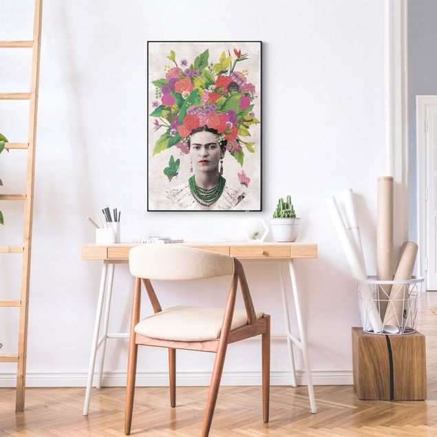 Verwisselbaar schilderij - Frida Kahlo - Flower Portrait