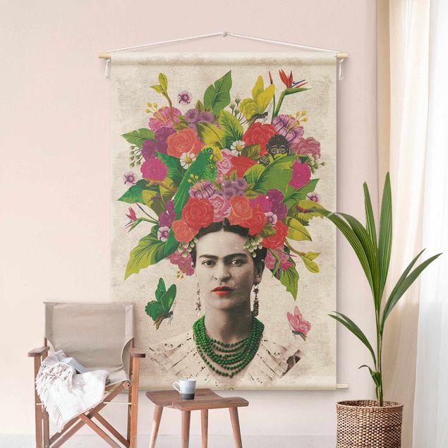 muur tapijt Frida Kahlo - Flower Portrait