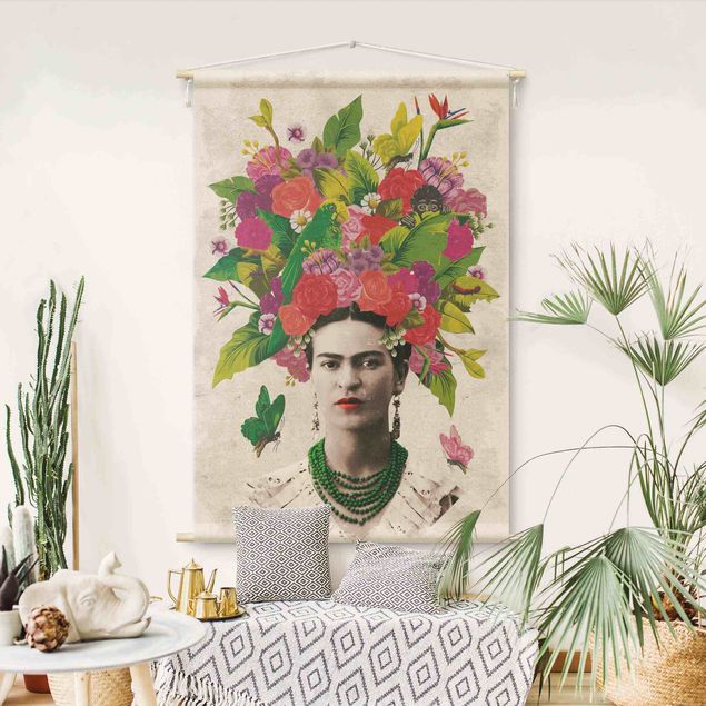Wandkleed xxl Frida Kahlo - Flower Portrait