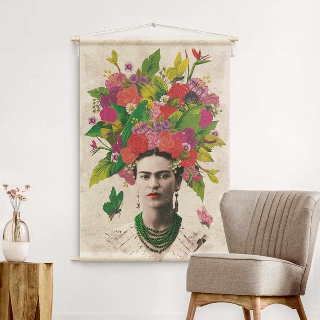 wandtapijt kunst Frida Kahlo - Flower Portrait