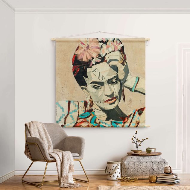 wanddoek xxl Frida Kahlo - Collage No.1