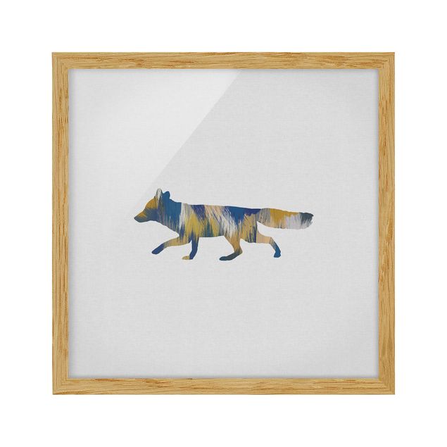 Ingelijste posters Fox In Blue And Yellow