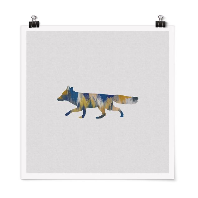 Posters Fox In Blue And Yellow