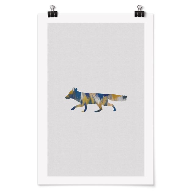 Posters Fox In Blue And Yellow