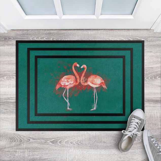 Vloerkleden groen Flamingos