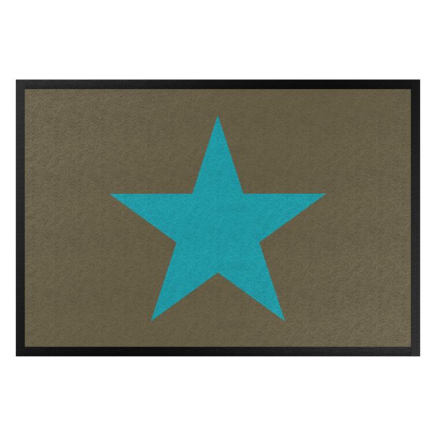 Vloerkleed modern Star In Brown Turqoise Blue
