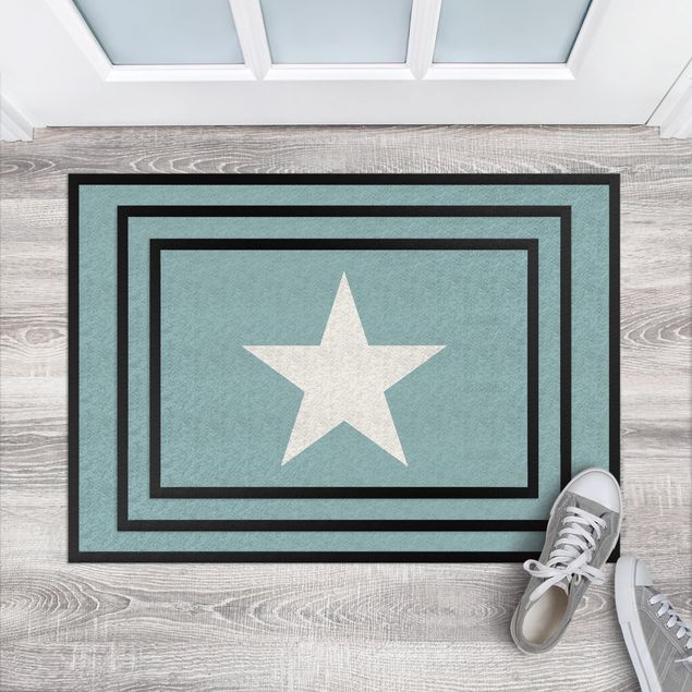 klein tapijt Star In Turquoise Grey