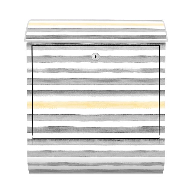 Brievenbussen Yellow And Grey Watercolour Stripes