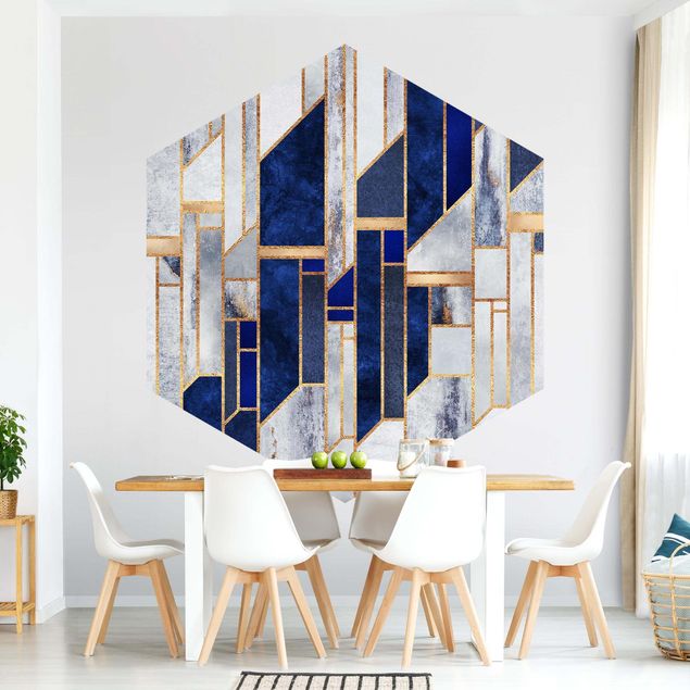 Hexagon Behang Geometric Shapes With Gold