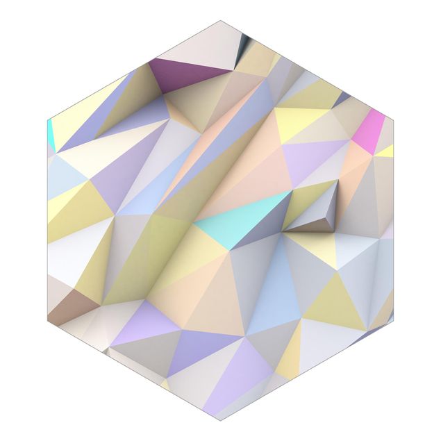 Hexagon Behang Geometrical Pastel Triangles In 3D