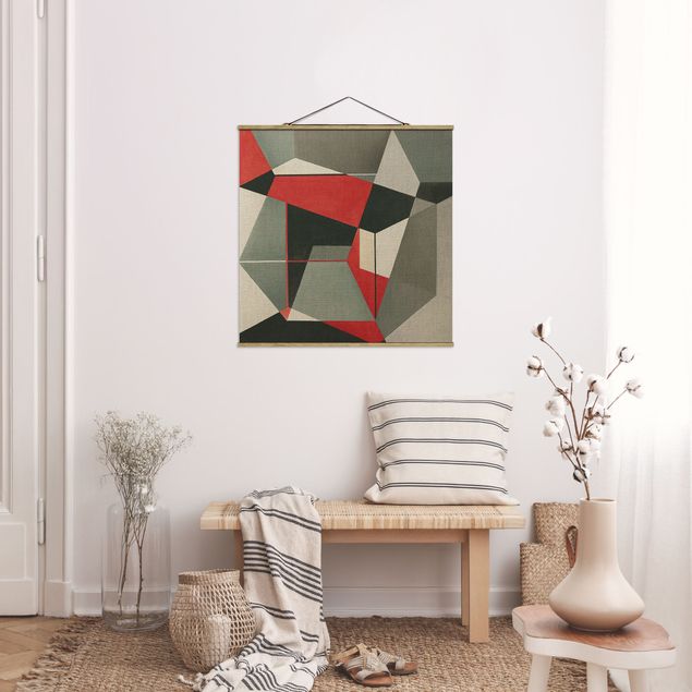 Stoffen schilderij met posterlijst Geometrical Fox