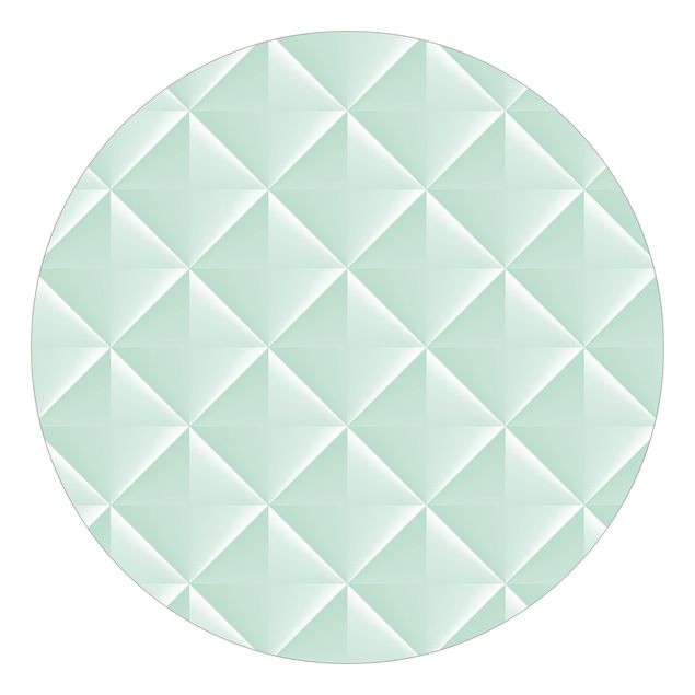 Behangcirkel Geometric 3D Diamond Pattern In Mint